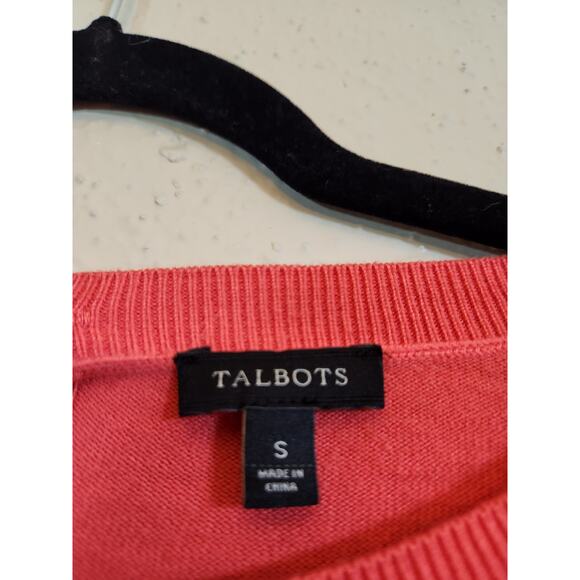 Talbots Women's Coral Striped Button Back Pullover Sweater Top Size Small - Picture 3 of 6